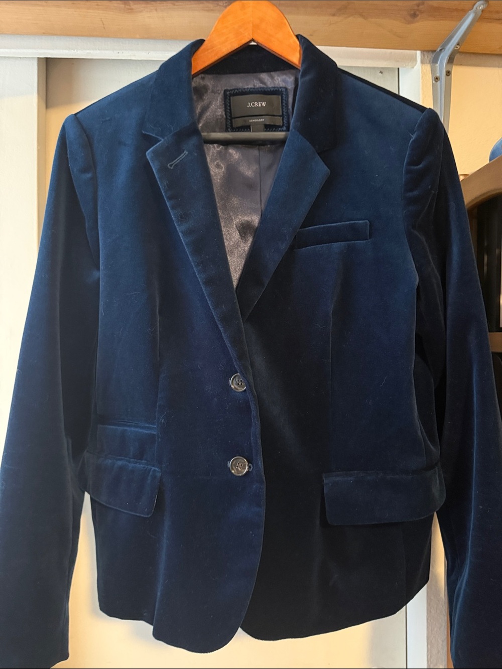 J. Crew Schoolboy Deep Navy Velvet Blazer